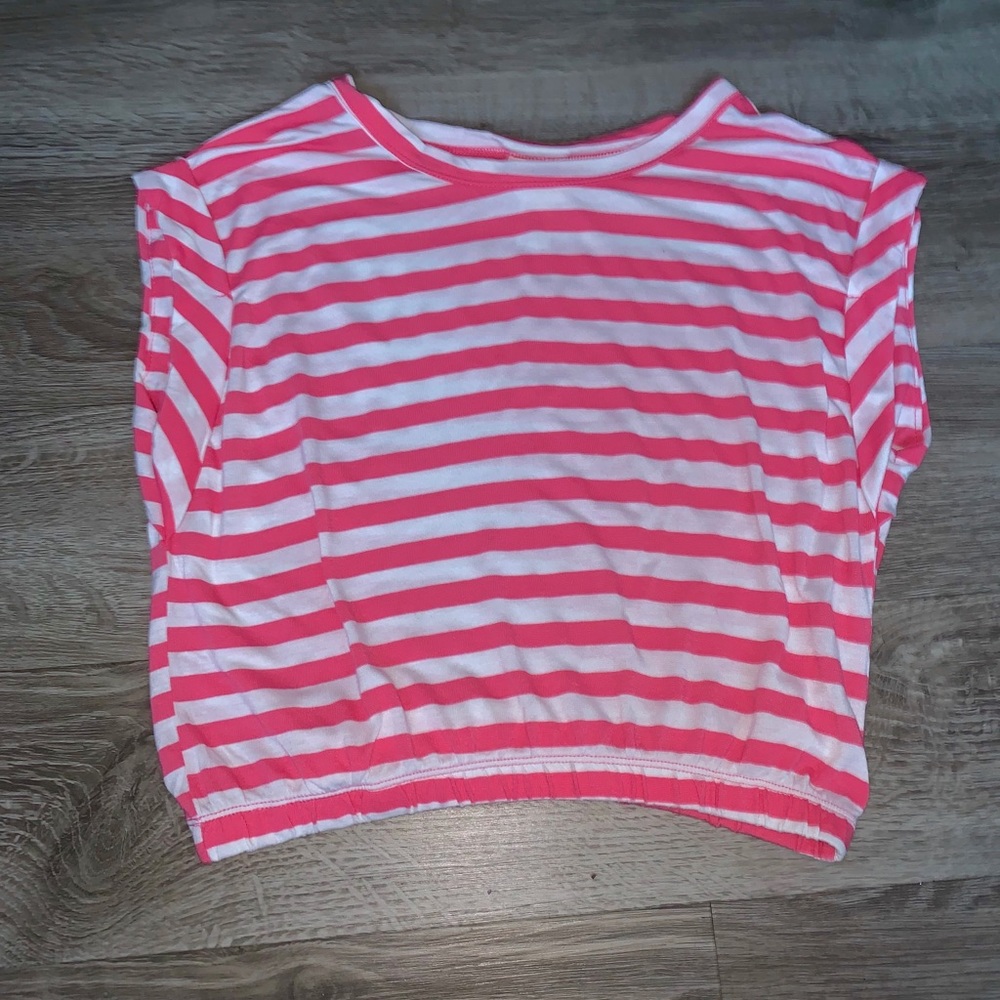🆕 Belle du Jour Striped Boxy Cropped Baby Tee